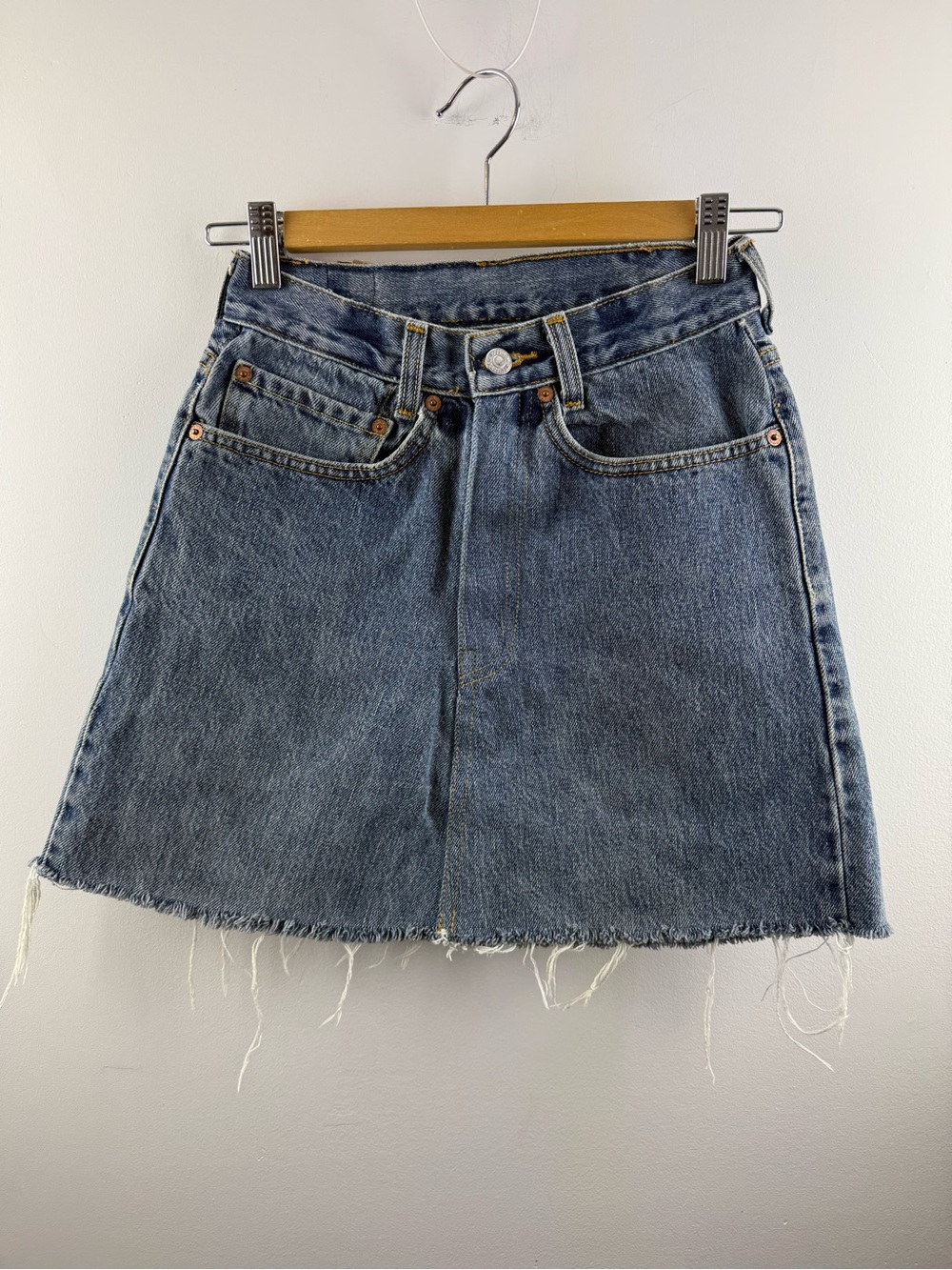 Vintage Levi's 505 Reworked High Waisted Denim Mini Skirt | Size 25 26